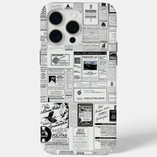 Old German Newspaper Ads from the early 1900s iPhone 15 Pro Max Case