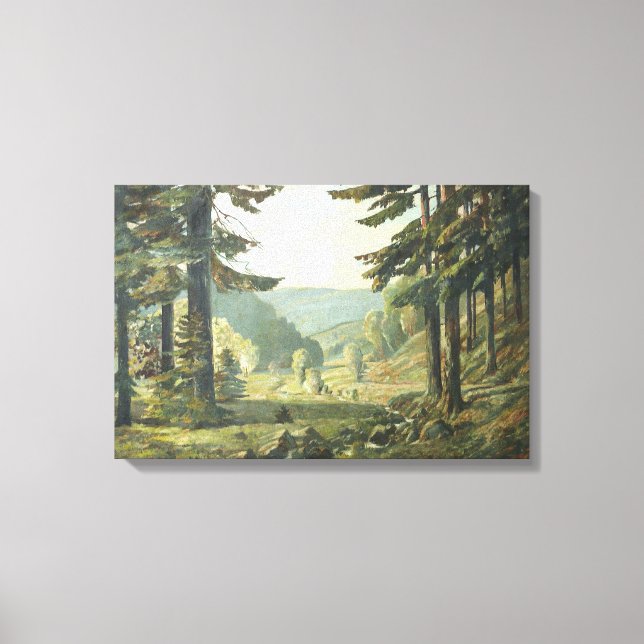 Old German Oil Painting - Forest Erzgebirge 1905 Canvas Print (Front)