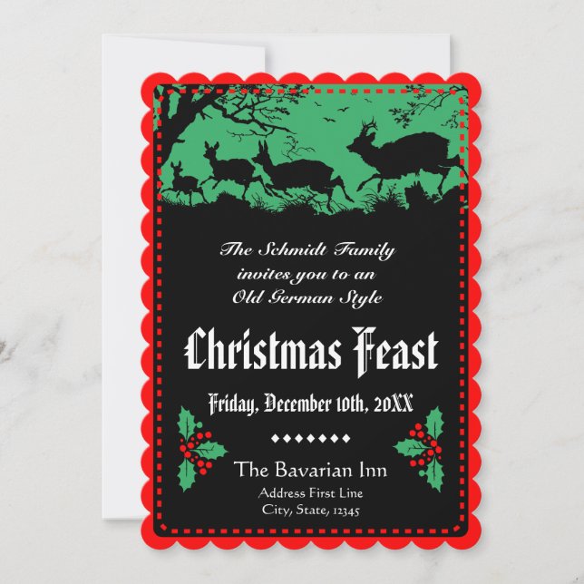 Old German Style Christmas Party or Banquet Invitation (Front)
