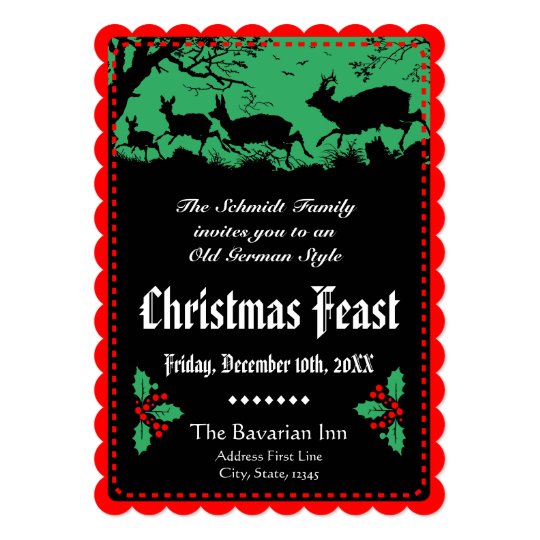 Old German Style Christmas Party or Banquet Invitation