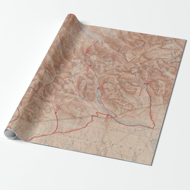 Old Glacier National Park Map (1914)  Wrapping Paper (Unrolled)