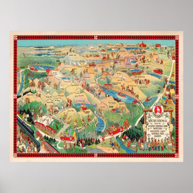 Old Glacier National Park Map (1925)  Poster (Front)
