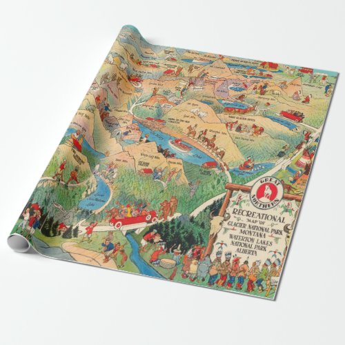 Old Glacier National Park Map 1925  Wrapping Paper