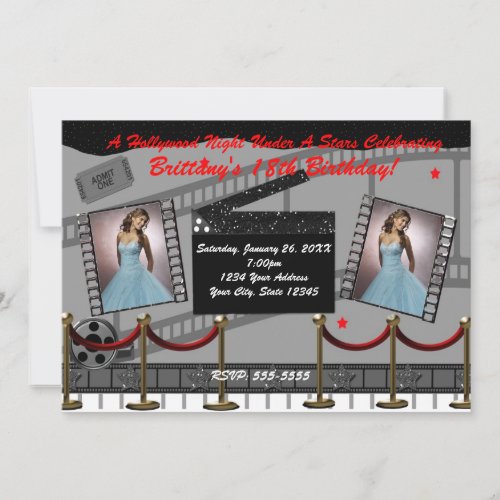 Old Glamour Hollywood Red Carpet Movie Invitation