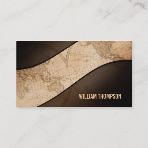 Customizable Old Globe Map Business Cards