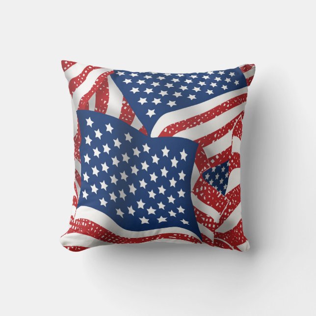 Old Glory All American - USA Flag  Throw Pillow (Front)
