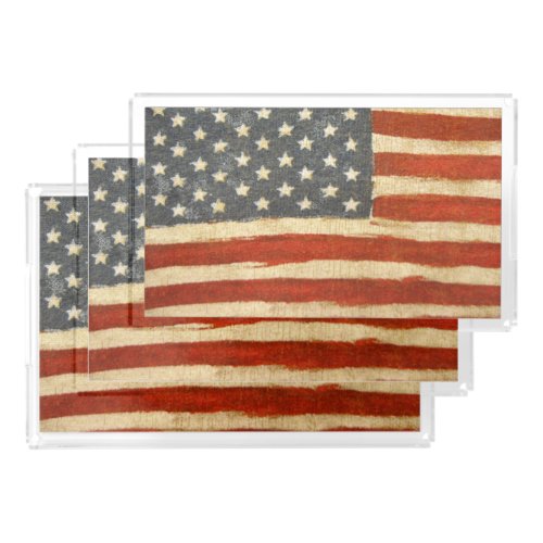 Old Glory American Flag Acrylic Tray