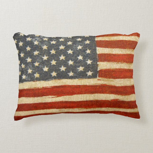 Old Glory American Flag Decorative Pillow (Front)