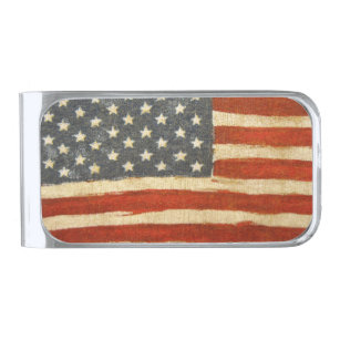 Old Glory American Flag Silver Finish Money Clip