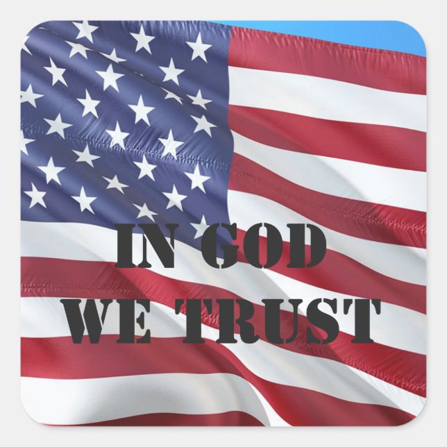 Old Glory In GOD We Trust USA Flag Patriot Sticker (Front)