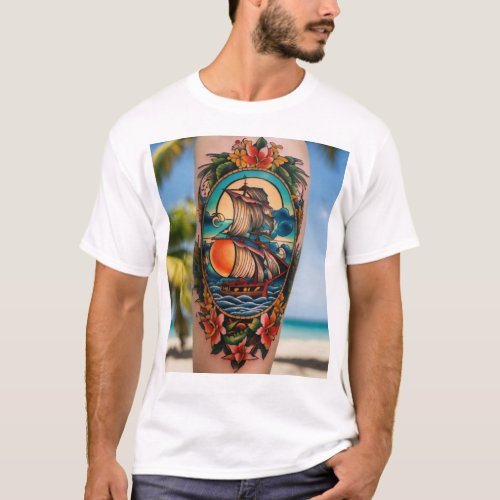 Old Glory Ink American Traditional Tattoo Design T_Shirt