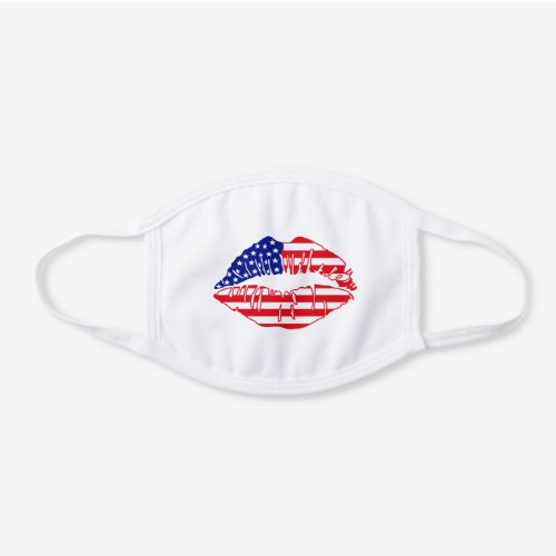 Old Glory Lips White Cotton Face Mask