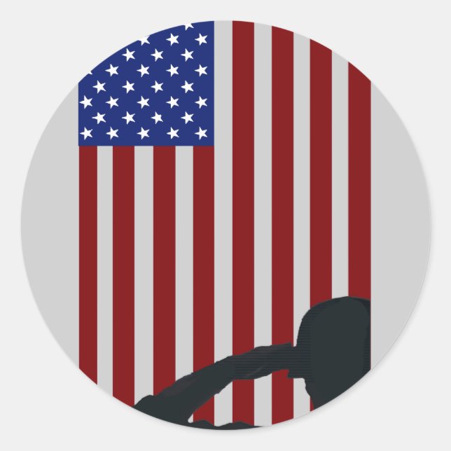 Old Glory Salute Classic Round Sticker (Front)