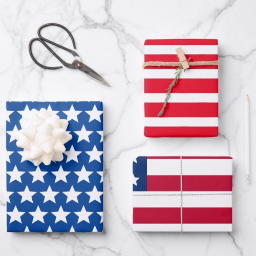 Old Glory Stars and Stripes Wrapping Paper Sheets