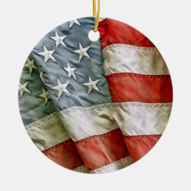 Old Glory Stars & Stripes Ceramic Ornament (Front)
