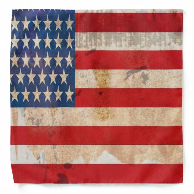 Old glory Stars Stripes distressed american flag Bandana (Front)