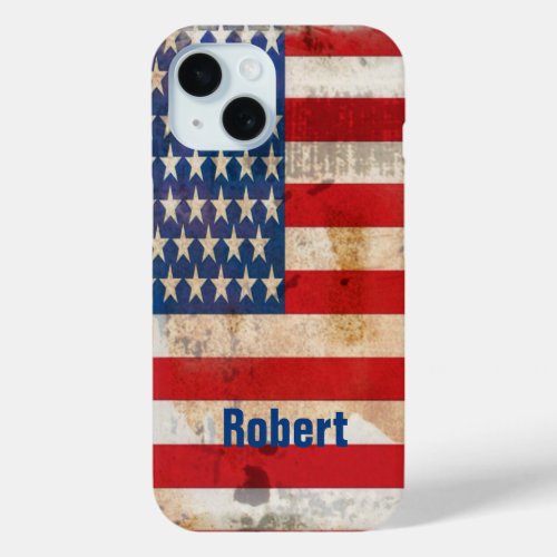 Old glory Stars Stripes distressed american flag iPhone 15 Case