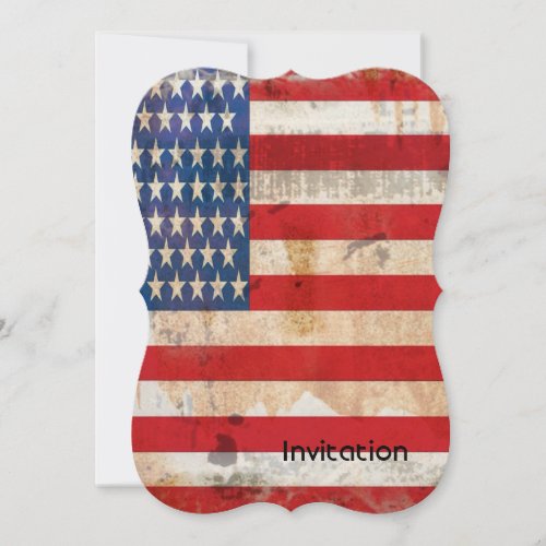 Old glory Stars Stripes distressed american flag Invitation