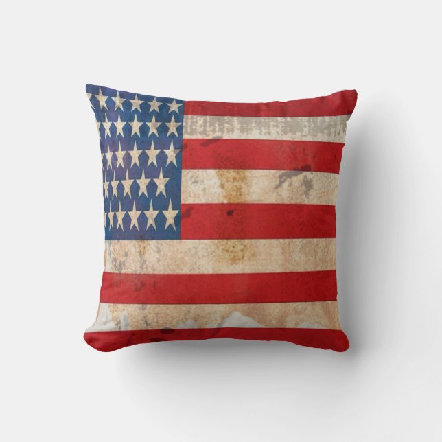 Old glory Stars Stripes distressed american flag Throw Pillow (Front)