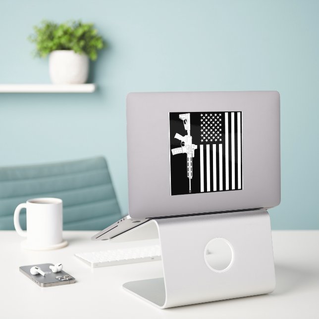 Old Glory  Sticker (Laptop On Desk)