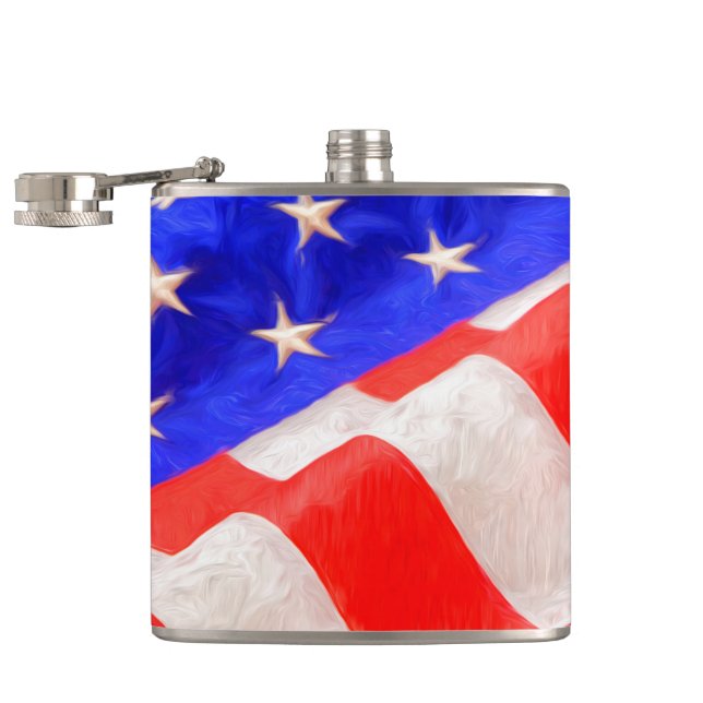 Old Glory Vinyl Wrapped Flask, 6 oz. Flask (Opened)