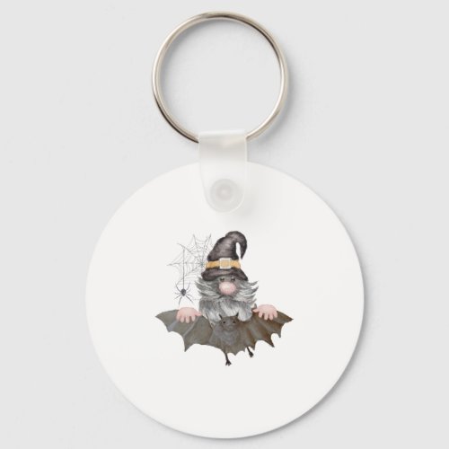 Old gnome with a witchers hat and a long beard H Keychain