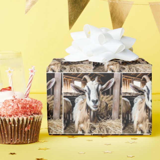 Old Goat In Barn Wrapping Paper (Birthday Party)