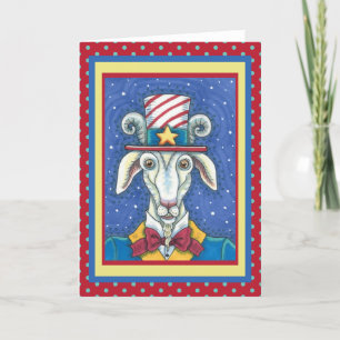OLD GOAT UNCLE SAM, FUNNY FARM PATRIOTIC BILLYGOAT HOLIDAY CARD