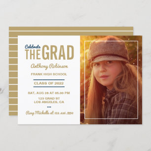 Old Gold and White Graduation Party Invitation