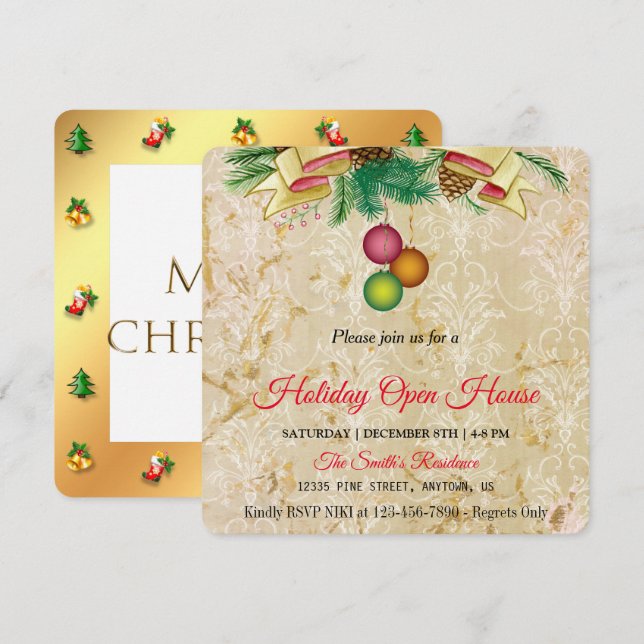 Old gold background, Christmas magic Holiday Card (Front/Back)