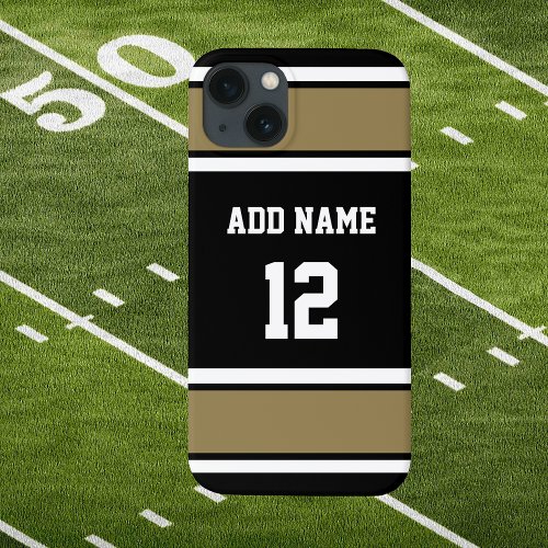 Old Gold Black and White Sports Stripe  iPhone 13 Case