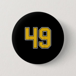 Old Gold Black White Sports Number 49 Jersey Unifo Button