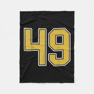 Old Gold Black White Sports Number 49 Jersey Unifo Fleece Blanket