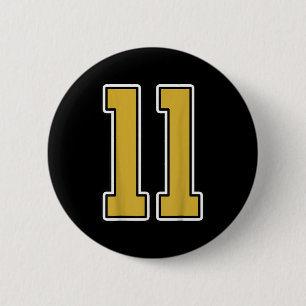 Old Gold Black White Srts Number 11 Jersey Uniform Button
