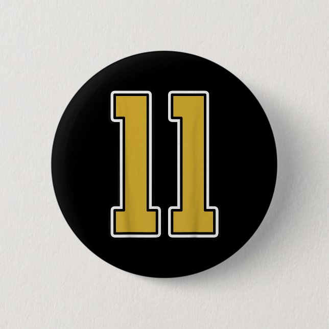 Old Gold Black White Srts Number 11 Jersey Uniform Button (Front)