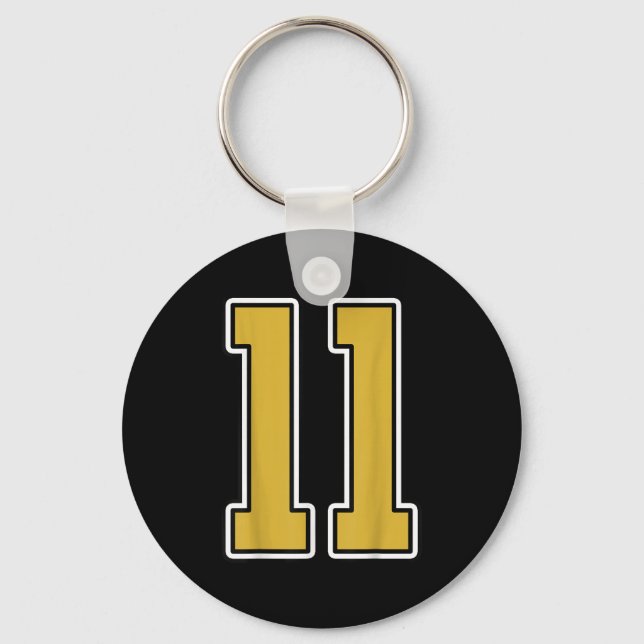 Old Gold Black White Srts Number 11 Jersey Uniform Keychain (Front)