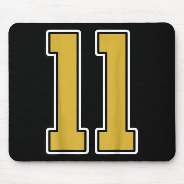 Old Gold Black White Srts Number 11 Jersey Uniform Mouse Pad (Front)