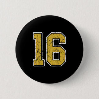 Old Gold Black White Srts Number 16 Jersey Uniform Button