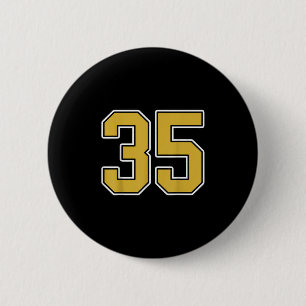 Old Gold Black White Srts Number 35 Jersey Uniform Button