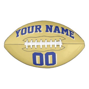 Old Gold Blue And White Custom Football by Custom_Footballs at Zazzle