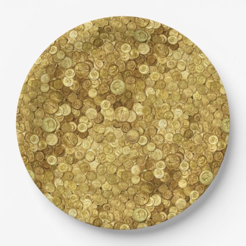 Old Gold Coin Collection Paper Plates