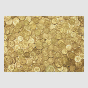 Old Gold Coin Collection Tissue Paper