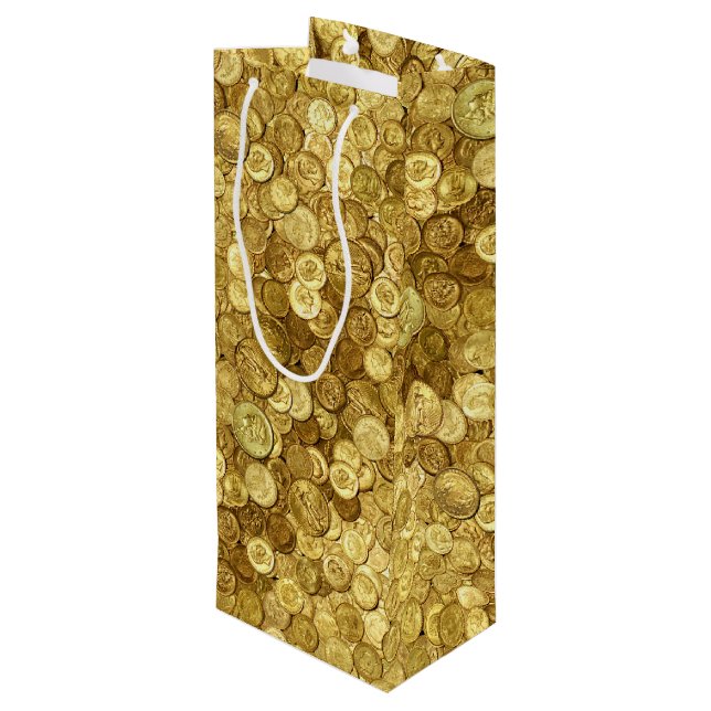 Old Gold Coin Collection  Wine Gift Bag (Back Angled)
