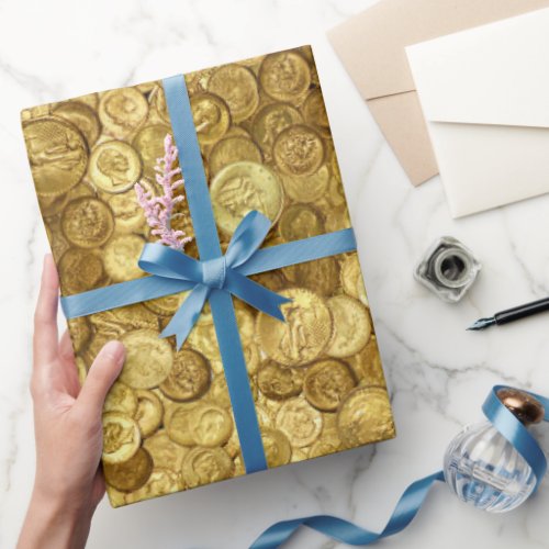 Old Gold Coins Wrapping Paper