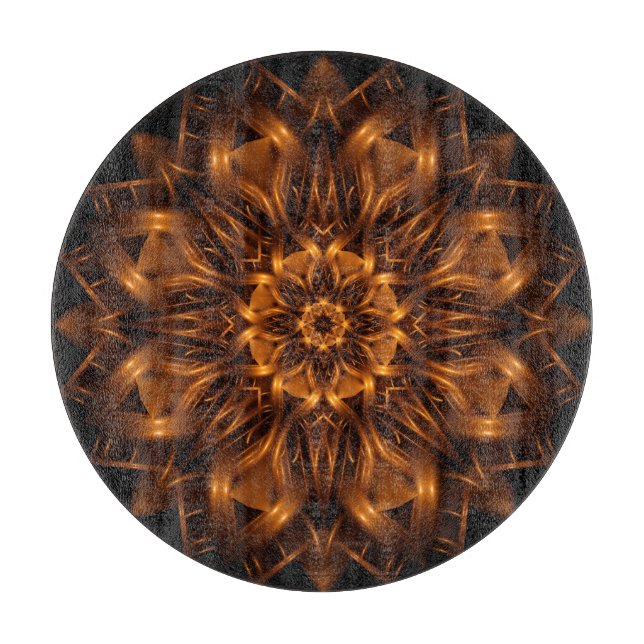 Old Gold Copper Medallion Glass Cutting Board (Front)