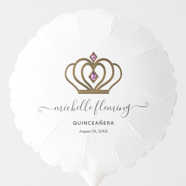 Old Gold Elegance Quinceañera Balloon (Front)