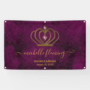 Old Gold Elegance Quinceañera Banner