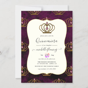 Old Gold Elegance Quinceañera Magnetic Invitation