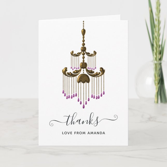 Old Gold Elegance Quinceañera Thank You Card (Front)