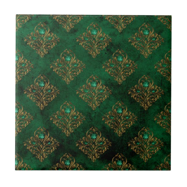 Old Gold Emerald Ceramic Tile (Front)